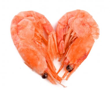 Kırmızı pişmiş karides veya beyaz arka plan üzerinde izole karides