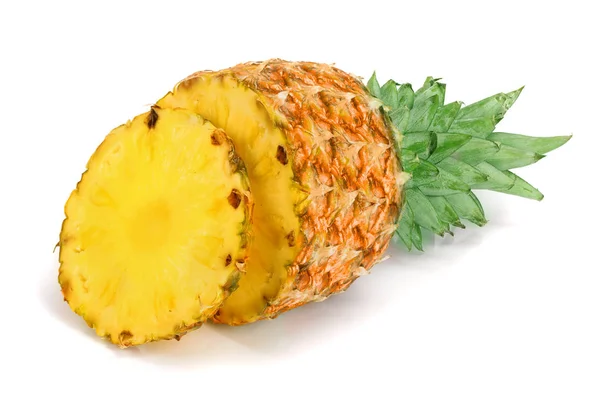 Pineapple with slices isolated on white background — Stock Photo, Image