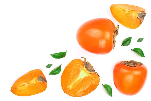 Persimmon isolated on white background with copy space for your text. Top view. Flat lay pattern — Stock Photo, Image