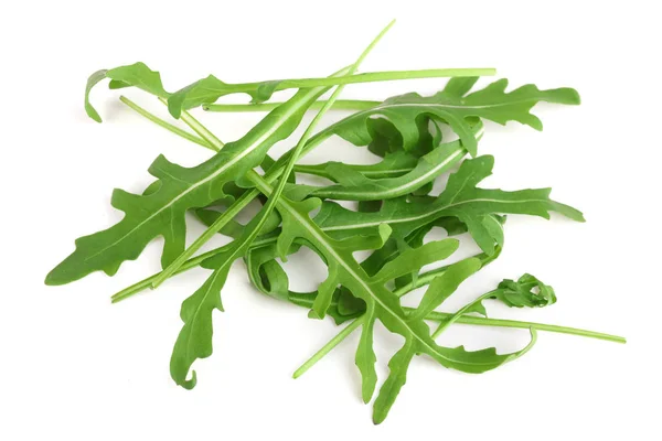 Cumulo di rucola fresca verde o rucola foglia isolata su sfondo bianco — Foto Stock