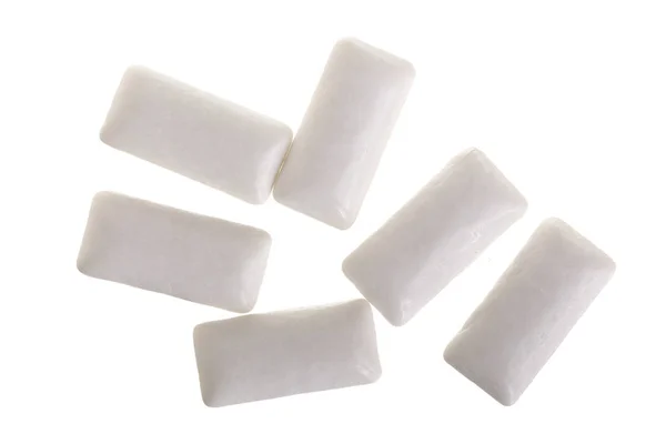 Tugga eller tuggummi isolerad på vit bakgrund. Ovanifrån — Stockfoto