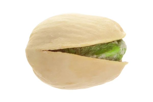 One pistachio isolated on white background close-up macro — Stock Photo, Image