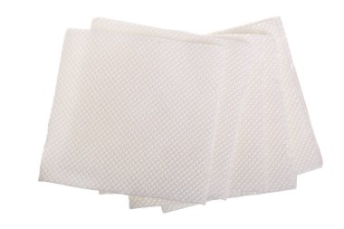 kağıt peçete beyaz arkaplanda izole edildi, üst görünüm