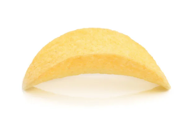 Single potato chip on white background close-up — Stock Photo, Image