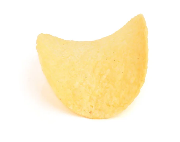 Beyaz arka plan yakın çekim tek patates çipi — Stok fotoğraf