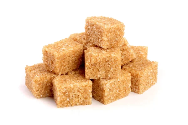 Brown sugar cubes isolated on white background — Stock Photo, Image