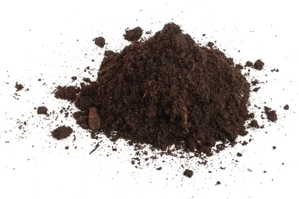 Pile heap of soil isolated on white background — Stock Photo, Image