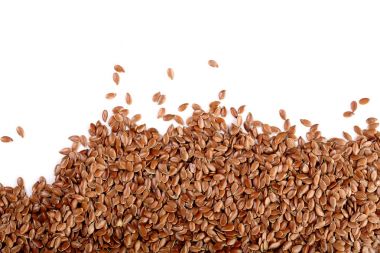 kopya alanı metniniz için beyaz zemin üzerine izole keten tohumu. Üstten Görünüm