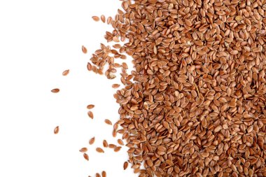 kopya alanı metniniz için beyaz zemin üzerine izole keten tohumu. Üstten Görünüm