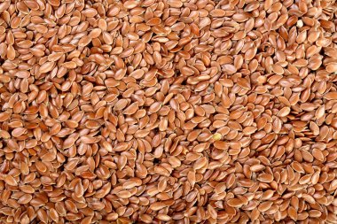 arka plan olarak keten tohumu. Üstten Görünüm