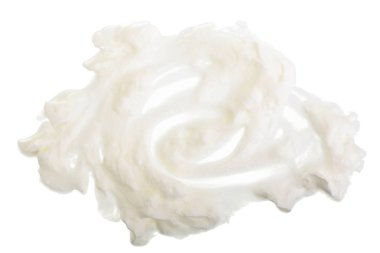 krem şanti veya beze beyaz arka plan üzerinde izole. Üstten Görünüm. Düz yatıyordu