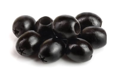 Beyaz arka plan makro'izole Siyah Zeytin