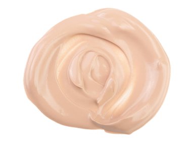 Beyaz arka plan üzerinde izole bej sıvı temel makyaj