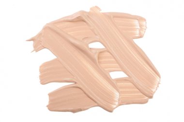 Beyaz arka plan üzerinde izole bej sıvı temel makyaj