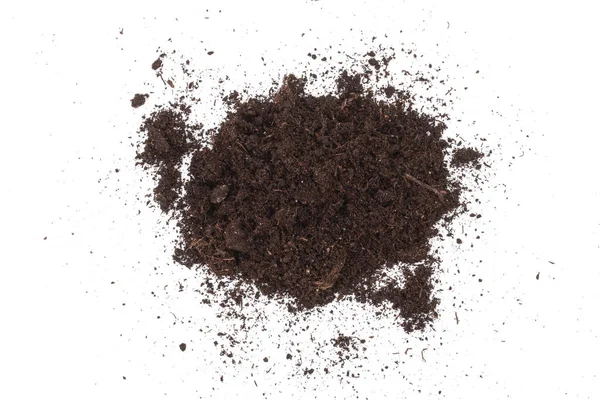 Pile heap of soil isolated on white background — Stock Photo, Image