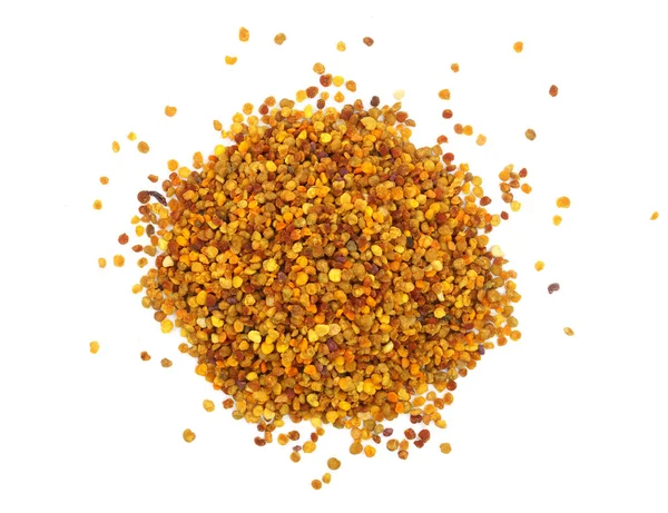 Fresh bee pollen isolated on white background. Top view. Flat lay — Stock Photo, Image
