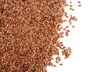 kopya alanı metniniz için beyaz zemin üzerine izole keten tohumu. Üstten Görünüm