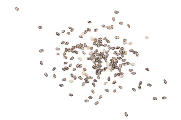 Semena chia izolované na bílém pozadí. Horní pohled — Stock fotografie