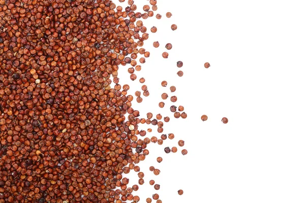 Röd quinoa frön isolerad på vit bakgrund med kopia utrymme för din text. Ovanifrån — Stockfoto