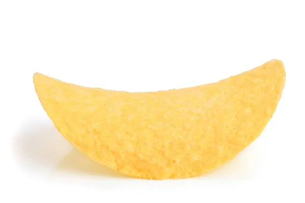 Single potato chip on white background close-up — Stock Photo, Image