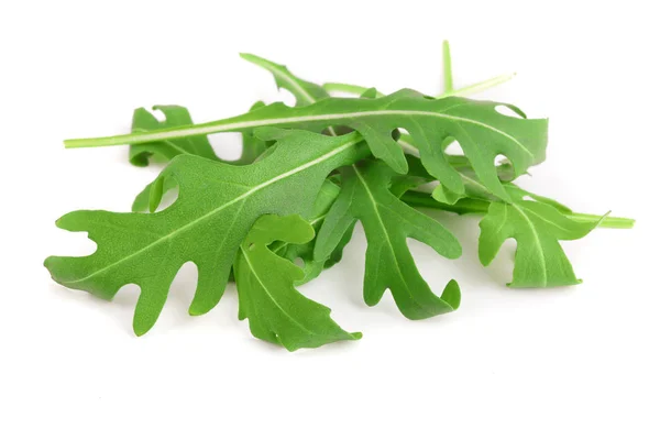 Heap of Green fresh rucola or arugula leaf isolated on white background — Stock Photo, Image