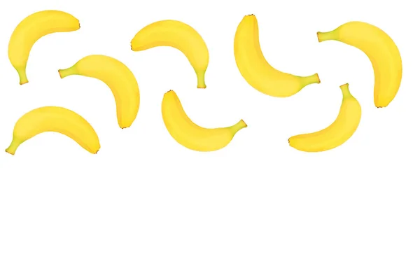Patrón sin costuras de plátanos enteros aislados sobre fondo blanco con espacio de copia para su texto. Vista superior. Puesta plana —  Fotos de Stock