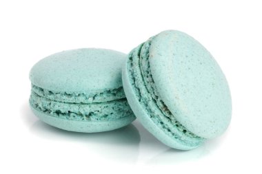 Beyaz arka plan closeup izole yeşil macaron