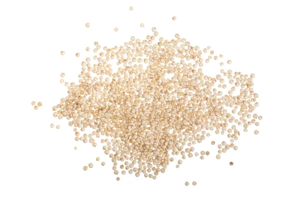 Sementes de quinoa branca isoladas em fundo branco. Vista superior — Fotografia de Stock