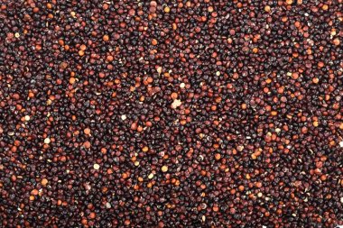 Arka plan olarak siyah quinoa tohumları. Üstten Görünüm