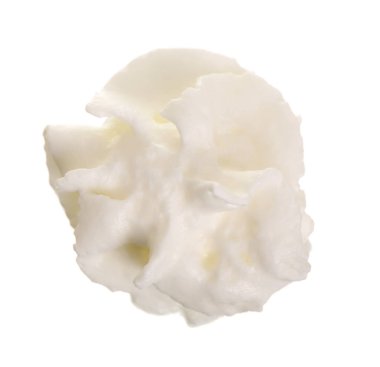 krem şanti veya beze beyaz arka plan üzerinde izole. Üstten Görünüm. Düz yatıyordu