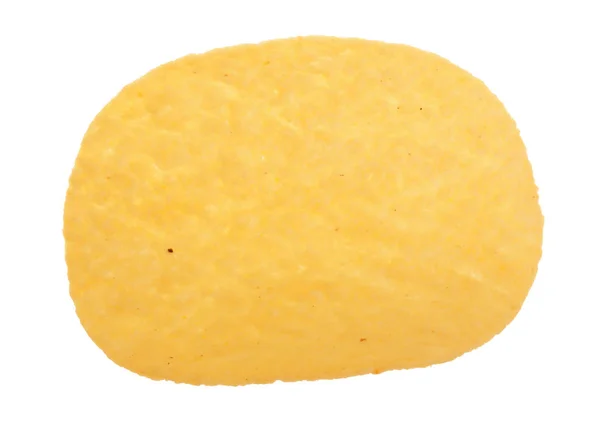 Één aardappel chip op witte achtergrond close-up — Stockfoto