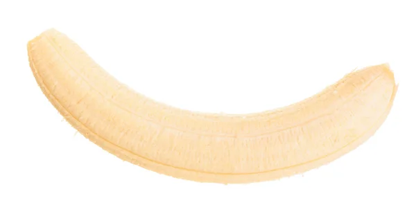 Banana obrane na białym tle na białym tle. Widok z góry. Leżał z płaskim — Zdjęcie stockowe