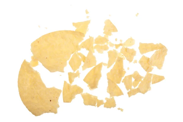 Okruchy chipsy i resztki na białym tle nad białym tle — Zdjęcie stockowe