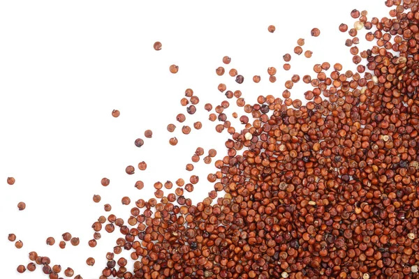 Röd quinoa frön isolerad på vit bakgrund med kopia utrymme för din text. Ovanifrån — Stockfoto