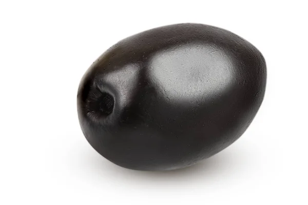 Черная оливка, выделенная на белом фоне — стоковое фото