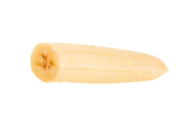 Banana w plasterkach na białym tle na białym tle. Widok z góry. Leżał z płaskim — Zdjęcie stockowe