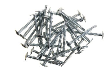Beyaz arka plan closeup izole metal vida. Üstten Görünüm