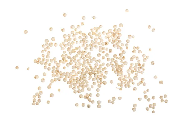 Semillas de quinua blanca aisladas sobre fondo blanco. Vista superior — Foto de Stock