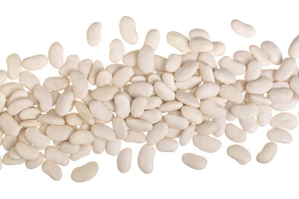 Närbild av vita kidneybönor isolerad på vit bakgrund. Ovanifrån — Stockfoto