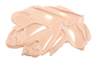 Beyaz arka plan üzerinde izole bej sıvı temel makyaj