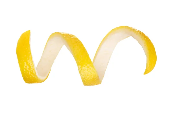 Φλούδα λεμονιού απομονώνεται σε λευκό φόντο χωρίς σκιά. Υγιεινό φαγητό — Φωτογραφία Αρχείου