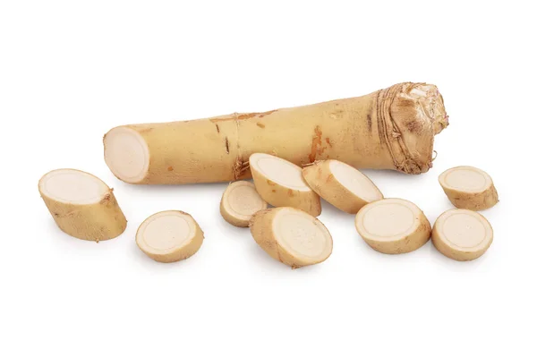 Horseradish root with slices isolated on white background — Stock Photo, Image