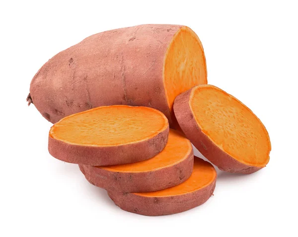 Zoete aardappel geïsoleerd op witte achtergrond closeup — Stockfoto