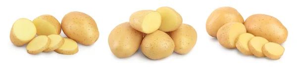 Ung potatis isolerad på vit bakgrund. Skörda nytt. Set eller uppsamling — Stockfoto