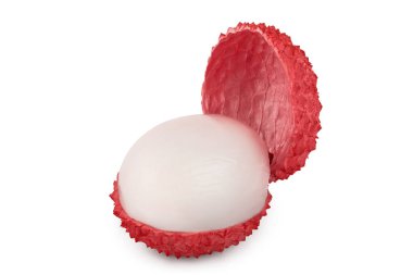 Lychee meyvesi kırpma yolu ve tam derinlik ile beyaz arkaplanda izole