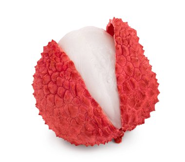 Lychee meyvesi kırpma yolu ve tam derinlik ile beyaz arkaplanda izole