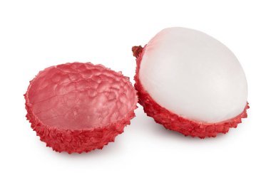 Lychee meyvesi kırpma yolu ve tam derinlik ile beyaz arkaplanda izole