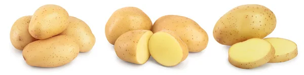 Mladé brambory izolované na bílém pozadí. Sklizeň nová. Nastavit nebo sbírka — Stock fotografie