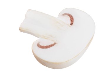 Taze mantar şampiyonunun yarısı kırpma yolu ile beyaz zemin üzerinde izole