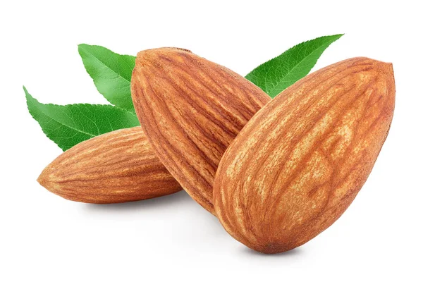Almonds nuts isolated on white background with clipping path and full depth of field. — Stock Photo, Image